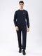Men Navy Blue Solid Round Neck Full Sleeve Winter Tracksuit