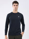 Men Navy Blue Solid Round Neck Full Sleeve Winter T-Shirt