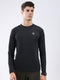 Men Black Solid Round Neck Full Sleeve Winter T-Shirt