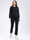 Women Black Solid Round Neck Full Sleeve Winter Tracksuit