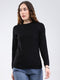 Women Black Solid Round Neck Full Sleeve Pullover