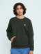 Men Olive Solid Round Neck Full Sleeve Sweatshirt
