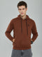 Men Brown Solid Hooded Full Sleeve Sweatshirt