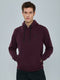 Men Maroon Solid Hooded Full Sleeve Sweatshirt