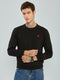 Men Black Solid Round Neck Full Sleeve Sweatshirt