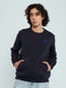 Men Navy Blue Solid Round Neck Full Sleeve Sweatshirt