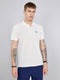 Men Off White Solid Collar Half Sleeve T-Shirt