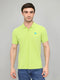Men Light Green Solid Collar Half Sleeve T-Shirt