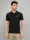 Men Black Solid Collar Half Sleeve T-Shirt