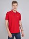 Men Red Solid Collar Half Sleeve T-Shirt
