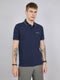 Men Navy Blue Solid Collar Half Sleeve T-Shirt