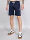 Men Navy Blue Solid Regular Fit Shorts