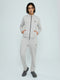 Men Grey Solid Mandarin Collar Full Sleeve Winter Tracksuit