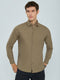 Men Khaki Solid Collar Full Sleeve Shirt