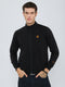 Men Black Solid Turtle Neck Full Sleeve Sweatshirt
