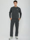 Men Grey Solid Round Neck Full Sleeve Winter Tracksuit