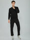 Men Black Solid Round Neck Full Sleeve Winter Tracksuit