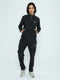 Men Black Solid Turtle Neck Full Sleeve Winter Tracksuit