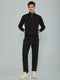 Men Black Solid Round Neck Full Sleeve Winter Tracksuit
