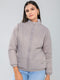 Women Grey Solid Mock Neck Full Sleeve Reversiable Bomber Jacket