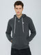Men Grey Solid Hooded Full Sleeve Sweatshirt