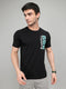 Men Black Printed Round Neck Half Sleeve T-Shirt