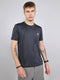 Men Charcoal Solid Round Neck Half Sleeve T-Shirt