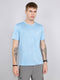Men Sky Blue Jacquard Round Neck Half Sleeve T-Shirt