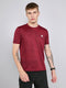 Men Maroon Jacquard Round Neck Half Sleeve T-Shirt