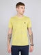 Men Yellow Jacquard Round Neck Half Sleeve T-Shirt