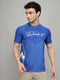 Men Blue Printed Round Neck Half Sleeve T-Shirt