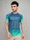 Men Green Printed Round Neck Half Sleeve T-Shirt