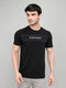 Men Black Printed Round Neck Half Sleeve T-Shirt