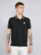 Men Black Self Design Collar Half Sleeve T-Shirt