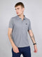 Men Grey Jacquard Collar Half Sleeve T-Shirt
