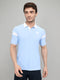 Men Sky Blue Printed Collar Half Sleeve T-Shirt