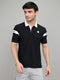 Men Black Solid Collar Half Sleeve T-Shirt