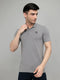 Men Grey Solid Collar Half Sleeve T-Shirt