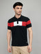 Men Black Colourblocked Collar Half Sleeve T-Shirt