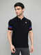 Men Black Solid Collar Half Sleeve T-Shirt