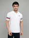 Men White Solid Collar Half Sleeve T-Shirt