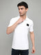 Men White Solid Collar Half Sleeve T-Shirt