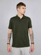 Men Olive Solid Collar Half Sleeve T-Shirt