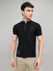 Men Black Solid Henley Neck Half Sleeve T-Shirt