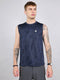 Men Navy Blue Jacquard Round Neck Sleeveless T-Shirt