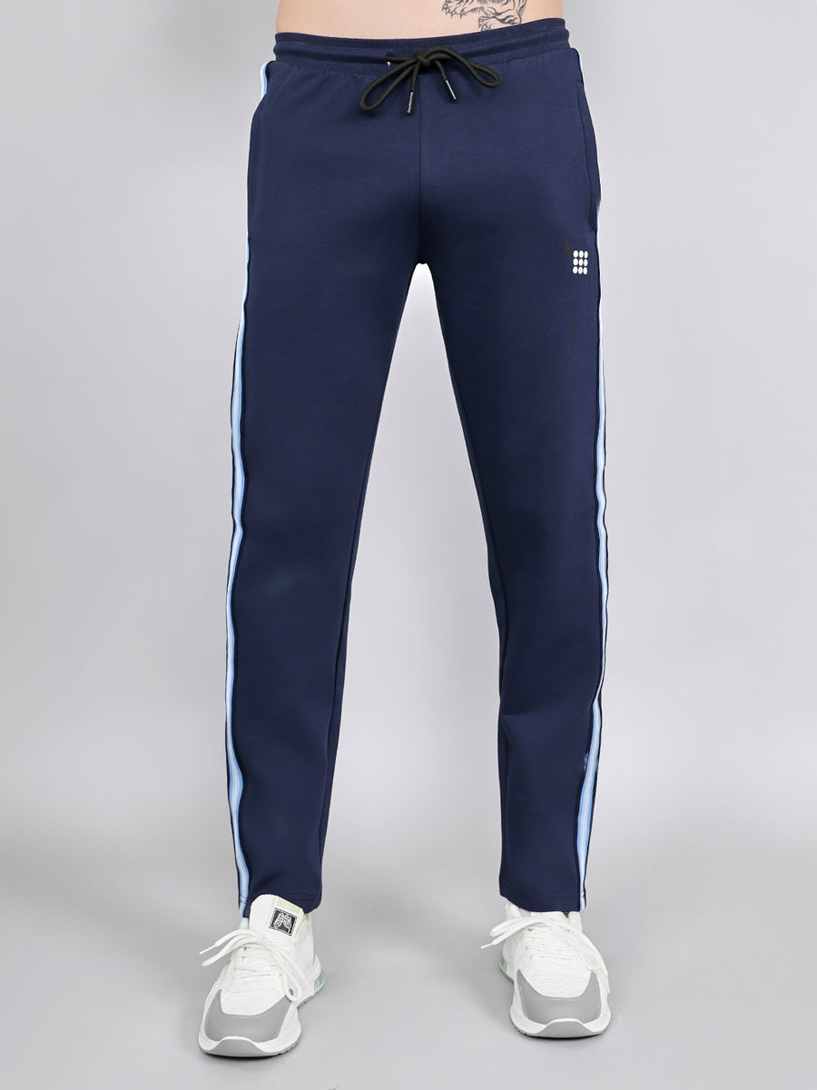 Men Navy Blue Solid Smart Fit Lower