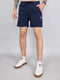 Men Navy Blue Solid Regular Fit Shorts