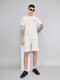 Men Off White Self Design Round Neck Half Sleeve Cords Set
