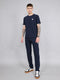 Men Navy Blue Solid Round Neck Half Sleeve Cords Set