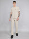 Men Cream Solid Round Neck Half Sleeve Cords Set